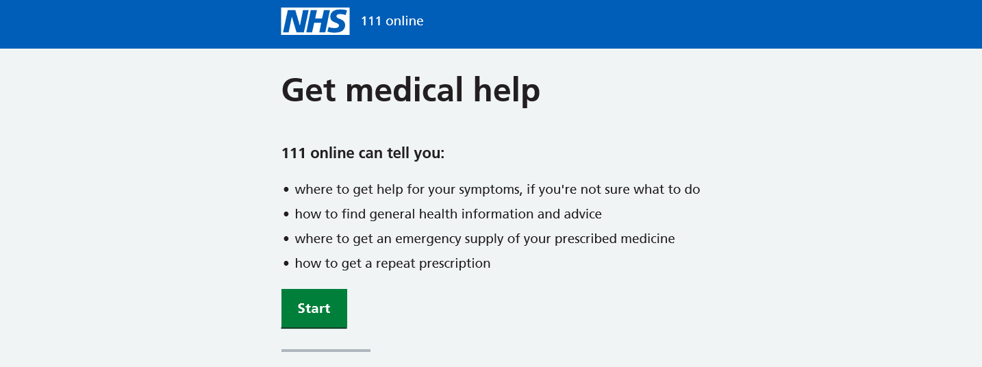 Link to NHS 111 Symptom Checker