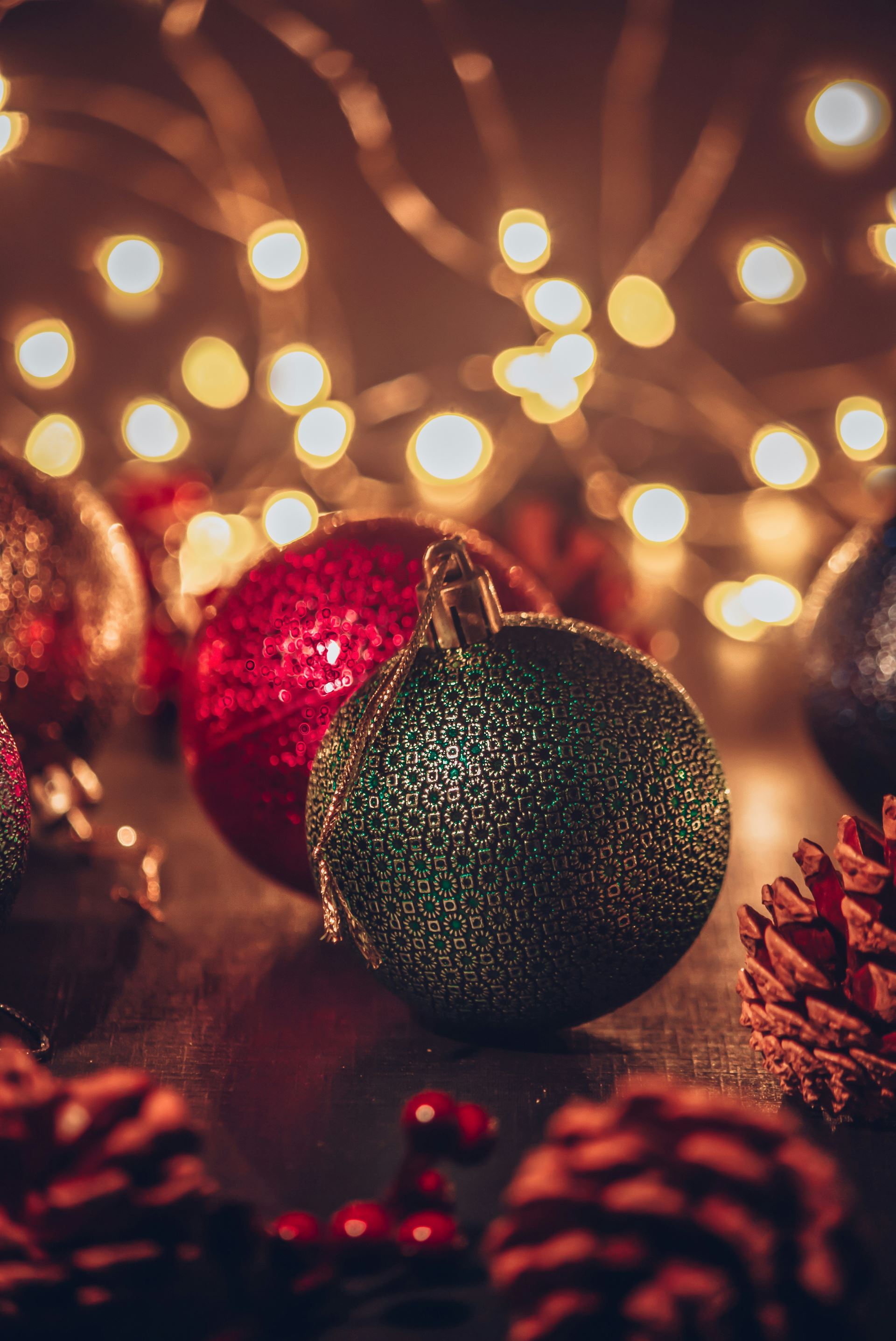 Christmas lights and baubles